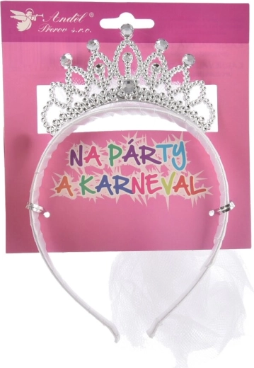 Cerchietto bianco con coroncina e velo