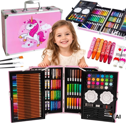 Set da disegno Woopie in valigetta con motivo unicorno