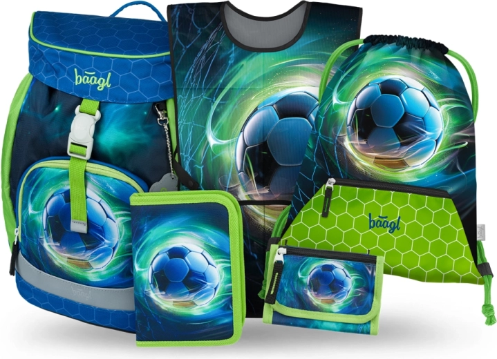 Set scolastico Baagl Airy Pallone da calcio – zaino, astuccio, sacca, grembiule e portafoglio