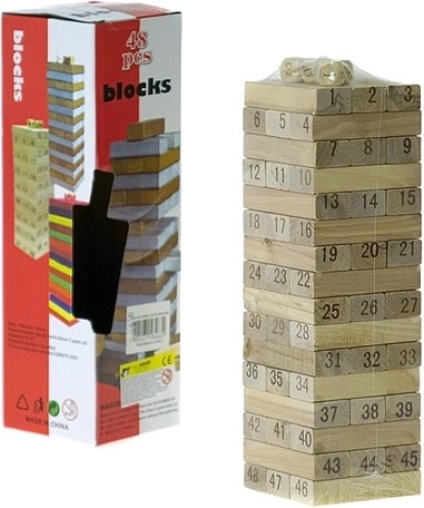Gioco di torre in legno con blocchetti numerati