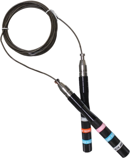 Merco corda per saltare Self-Lock 2,8 m con impugnature in alluminio e cavo in acciaio nero