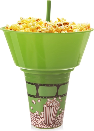 Bicchiere verde con ciotola per popcorn 500 ml