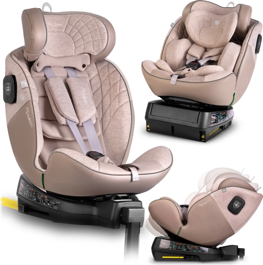 Seggiolino auto per bambini Nukido Aero Line beige i-Size 40–150 cm con ISOFIX e base girevole