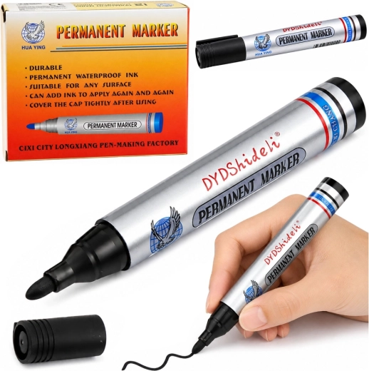 Pennarello indelebile impermeabile nero con punta a scalpello 13,5 cm - 1 pezzo