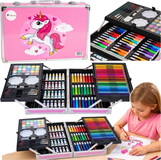 Set artistico rosa in valigetta Unicorno – 150 pezzi