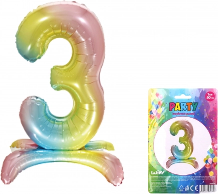 Palloncino gonfiabile numero 3 arcobaleno 80 cm