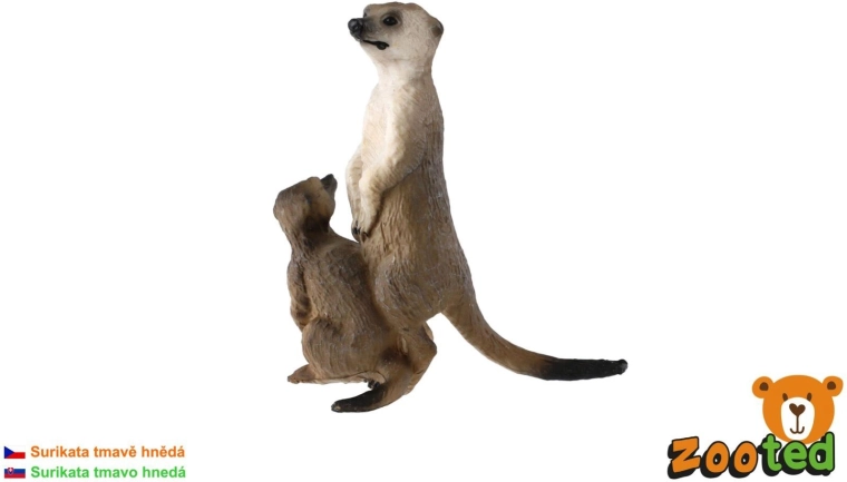 Figura di suricato con cucciolo 8 cm, marrone scuro