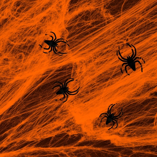 Ragnatela di Halloween arancione con ragni