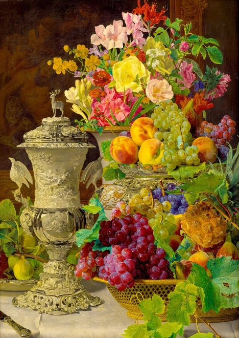 Puzzle Ferdinand Georg Waldmüller: Natura morta con frutta 1000 pezzi