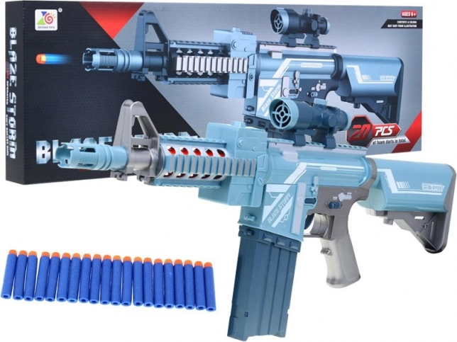 Fucile giocattolo argento BLAZE STORM con ottica e 20 dardi in foam, 6+