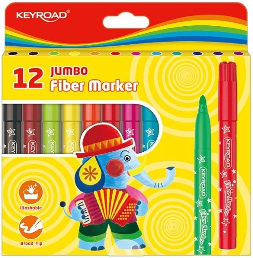Pennarelli lavabili KEYROAD Jumbo, 12 colori