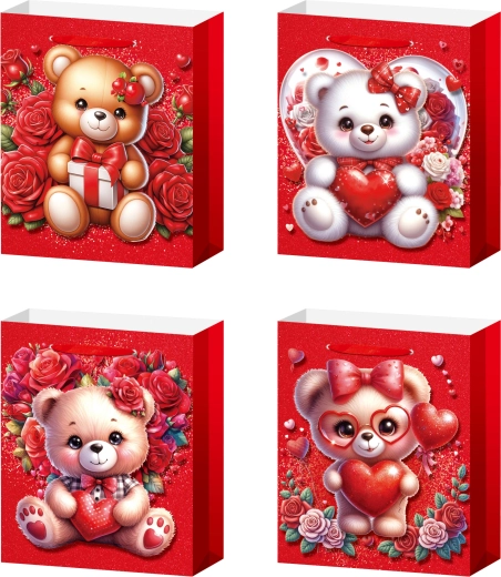 Borsa regalo M con orsetto e rose