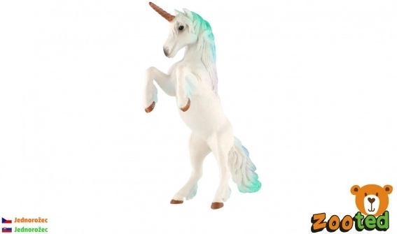 Unicorno in plastica bianco‑blu 18 cm