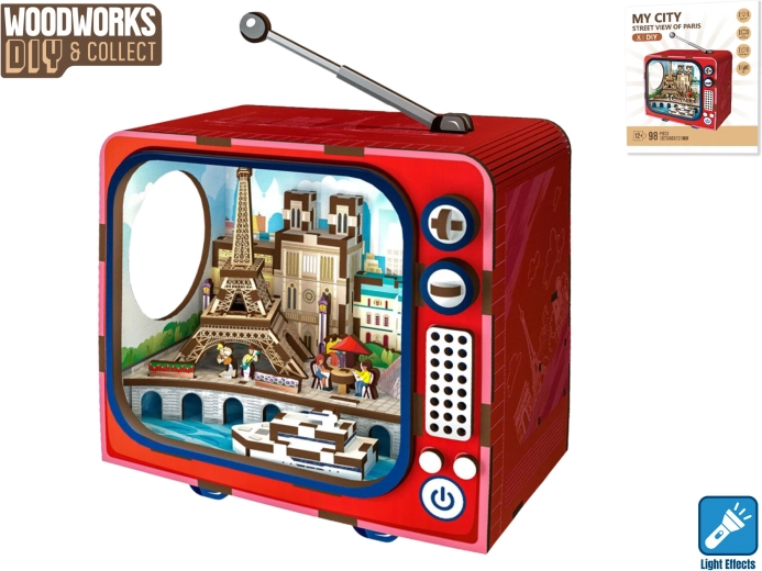 Costruzione in legno Parigi con luce Woodworks
