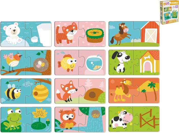 Puzzle di abbinamento per bambini "Dove vive questo animaletto?"