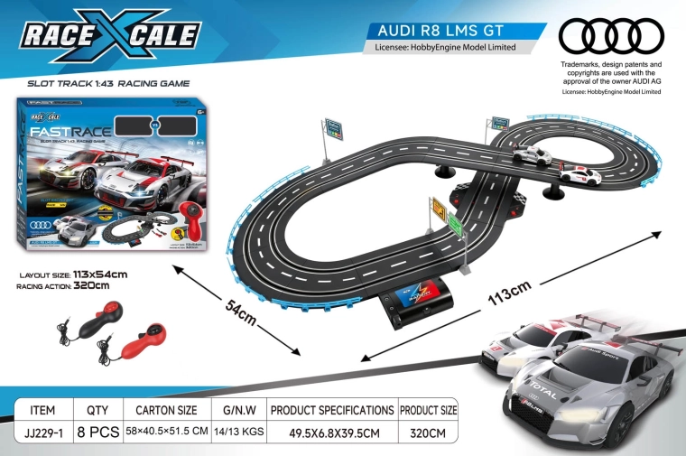 Pista da corsa R/C Audi 1:43, 113 × 54 cm