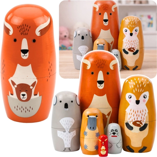Matrioska in legno – animali del bosco, set da 6 pz