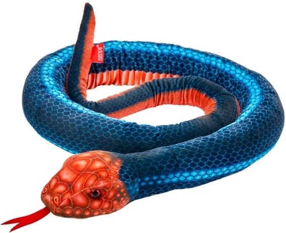 Serpente di peluche blu‑arancione 180 cm