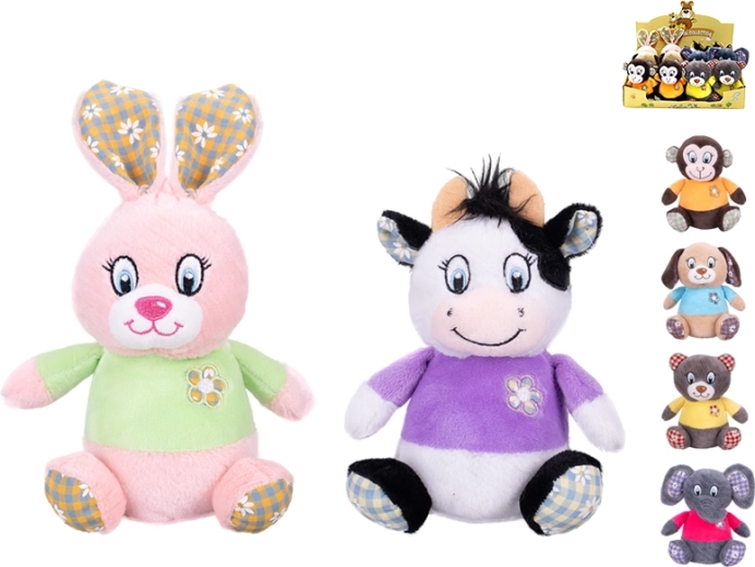 Peluches 15 cm con maglietta colorata, dalla nascita