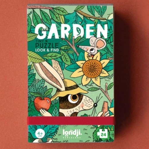 Puzzle tascabile Londji tiny – animaletti in giardino, 24 pezzi