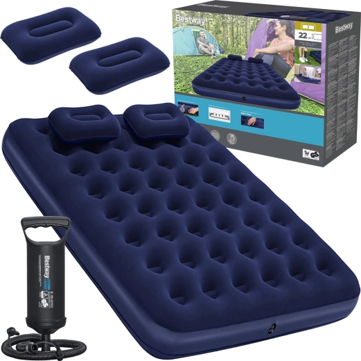 Bestway materasso gonfiabile in velour Queen 203 × 152 cm con pompa e cuscini