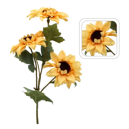 Ramoscello artificiale di girasole 50 cm