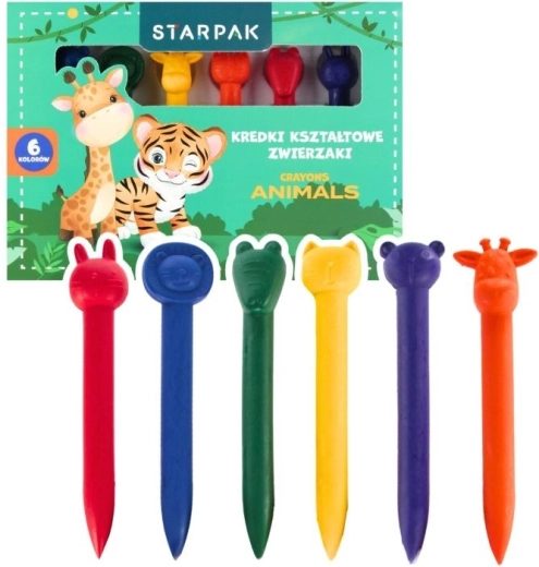 Pastelli a cera con animaletti 6 colori