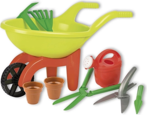 Carriola Androni con accessori da giardinaggio