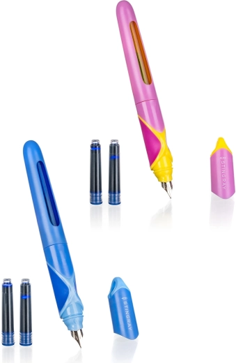 Penna stilografica ergonomica a cartucce 0,7 mm + 2 ricariche