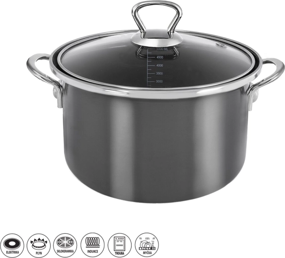 Pentola METALIC Lem 5 l con coperchio in vetro