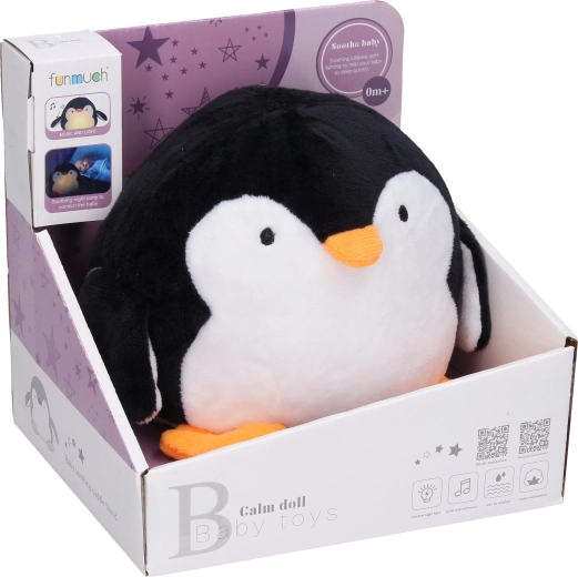 Lampiada in peluche a forma di pinguino con musica 22 cm
