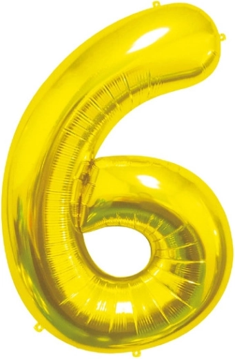 Palloncino in foil numero 6, oro 85 cm