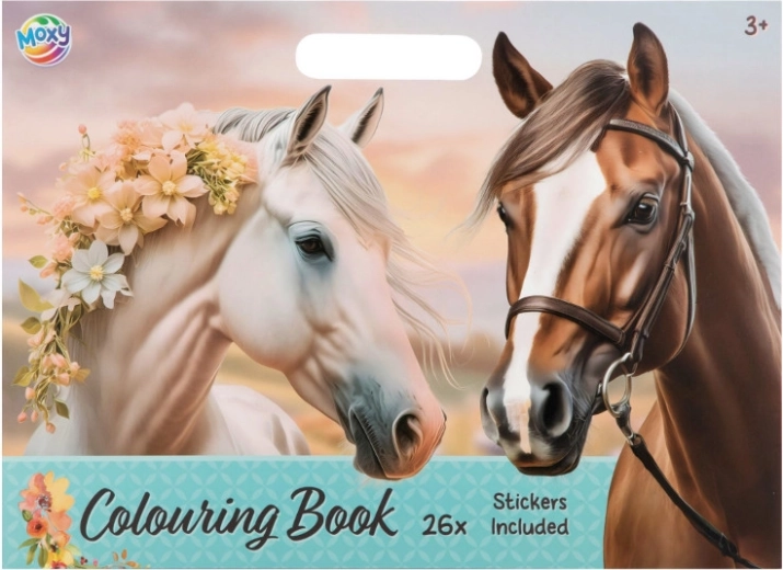 Libri da colorare con cavalli e adesivi 26 × 35,5 cm, 25 fogli