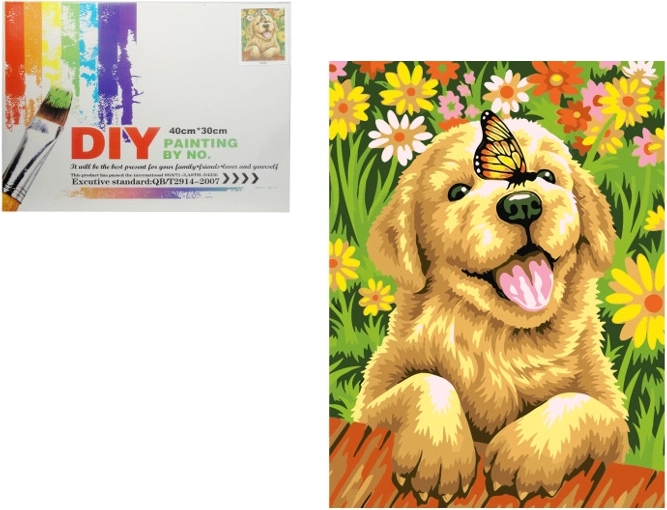 Colorazione per numeri – cagnolino con papillon