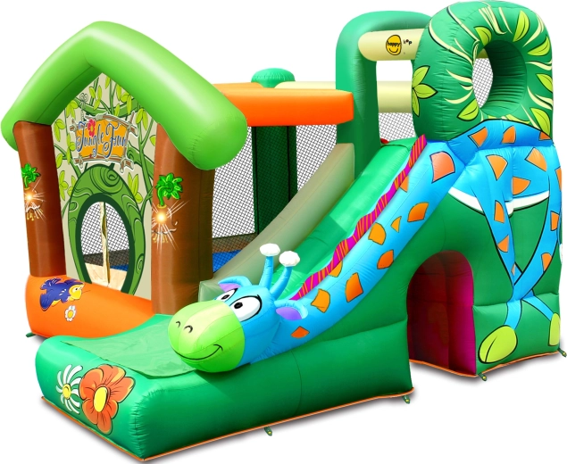 Castello gonfiabile Happy Hop Giungla Allegra Giraffa con scivolo