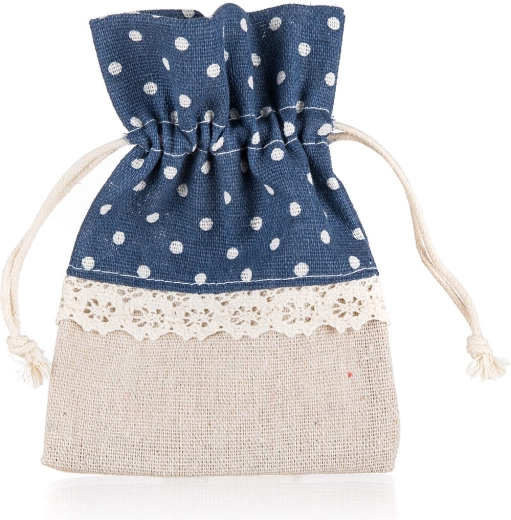 Sacchetto decorativo in cotone con pois 10 × 13 cm