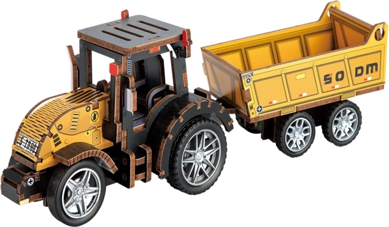 2Kids Toys puzzle 3D in legno trattore con rimorchio