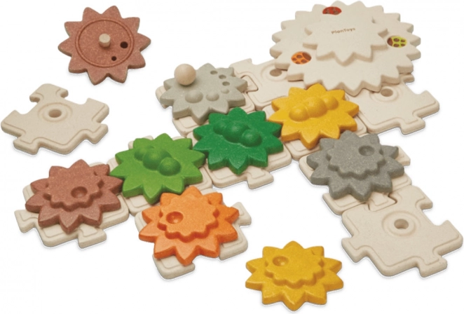 PlanToys set in legno di ingranaggi e puzzle