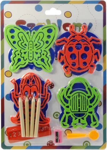 Stencil da disegno per bambini – set di 8 stencil con pastelli