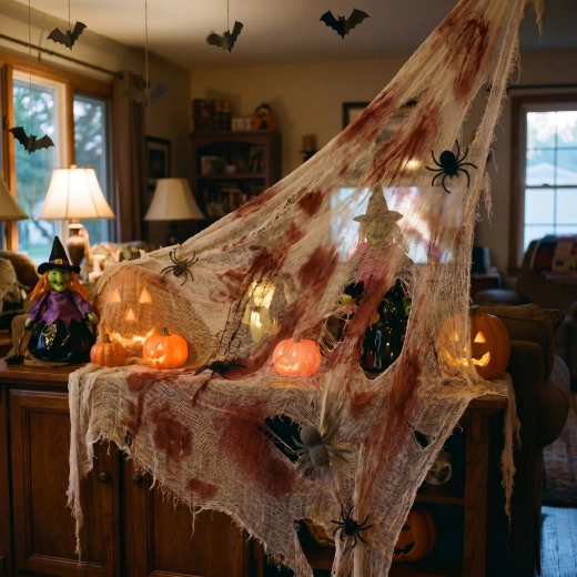 Decorazione tessile di Halloween rosso-bianca 91 x 76 cm