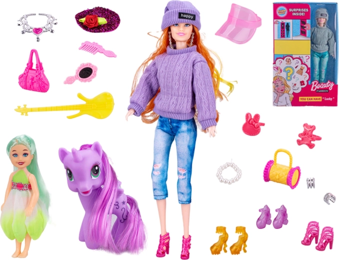 Bambola alla moda 29 cm con arti snodati e accessori