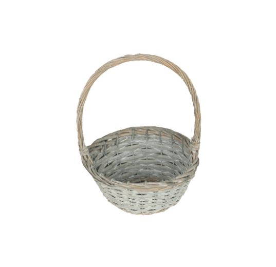 Cestino intrecciato grigio con manico 20 × 10 × 28 cm