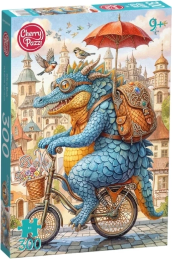 Puzzle Cherry Pazzi Lucertola in bicicletta, 300 pezzi