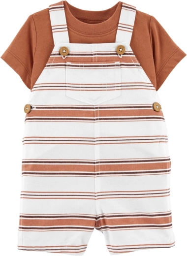 Set Carter’s 2 pezzi per neonato: maglietta a maniche corte e shorts con bretelle a righe marroni