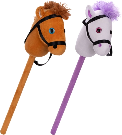 Cavallino di peluche su bastone 75 cm (2 colori)