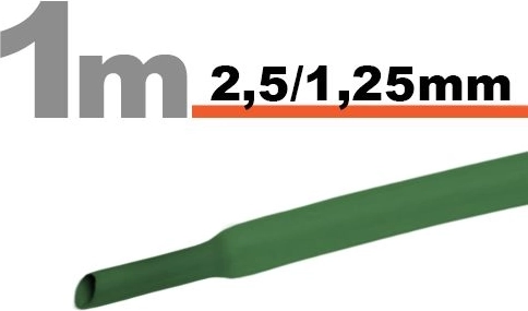 Guaina termorestringente verde 2,5/1,25 mm