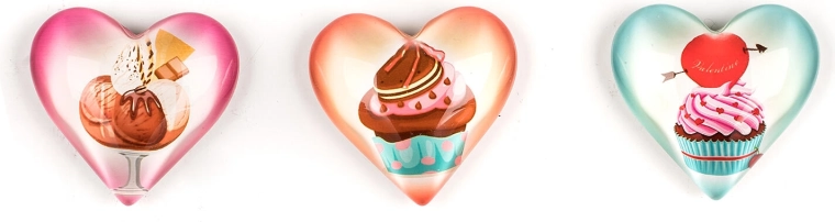 Magneti Hearts – set di 3 magneti decorativi per frigorifero