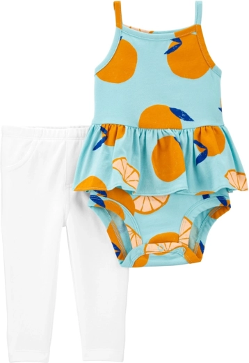 Set Carter's 2 pezzi – body con spalline e leggings blue orange per bambina (6 m)