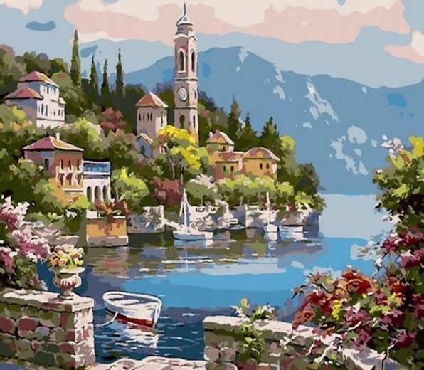 Norimpex Dipingere con i numeri Città sul lago 40 × 50 cm