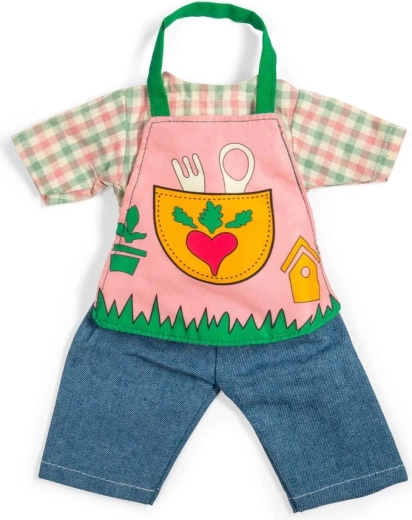 Bigjigs Toys completo da giardinaggio per bambola 34 cm – pantaloni, camicia e grembiule